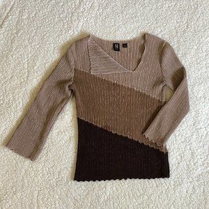 Stretchy, ruched, color block top, size S